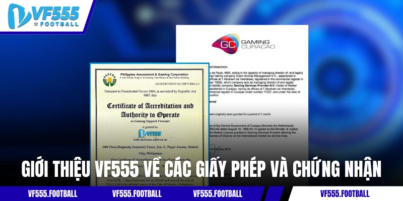 Giới thiệu VF555 về các giấy phép và chứng nhận
